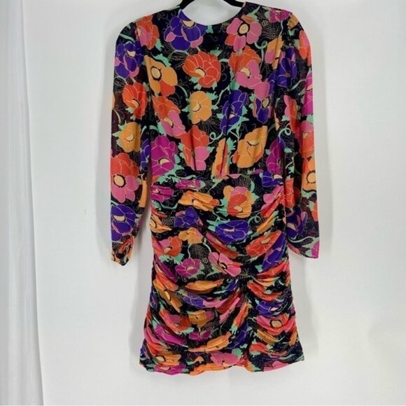 RIXO FLORALPRINTED EMPIRE MINI DRESS WITH GLITTER M - Picture 7 of 14